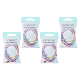 Basicare Long Lasting Elastic Hair Bands Bundle 4 Pack Durable Snag Free Hold