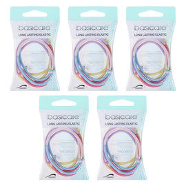 Basicare Long Lasting Elastic Hair Bands 3 Pack Bundle of 5 Durable Hold
