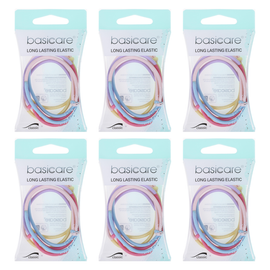 Basicare Long Lasting Elastic Hair Bands 3 Pack Bundle of 6 Durable Snag Free Hold