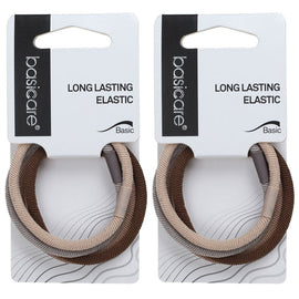 Basicare Long Lasting Elastic Hair Bands 3 Pack Durable Snag Free Hold x 2