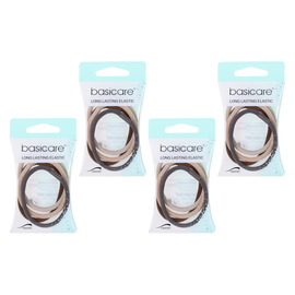 Basicare Long Lasting Elastic Hair Bands 4 Pack Durable Snag Free Hold