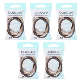 Basicare Long Lasting Elastic Hair Bands 5 Pack Durable Snag Free Hold
