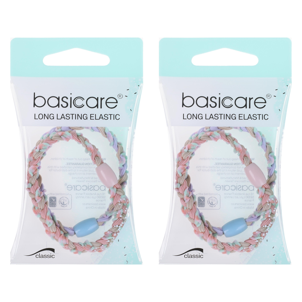 Basicare Long Lasting Plaited Hair Bands 2 Pack Durable Snag Free