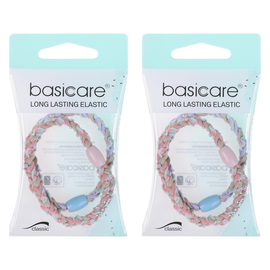 Basicare Long Lasting Plaited Hair Bands 2 Pack Durable Snag Free