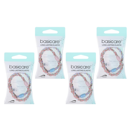 Basicare Long Lasting Plaited Elastic Hair Bands 4 Pack Snag Free
