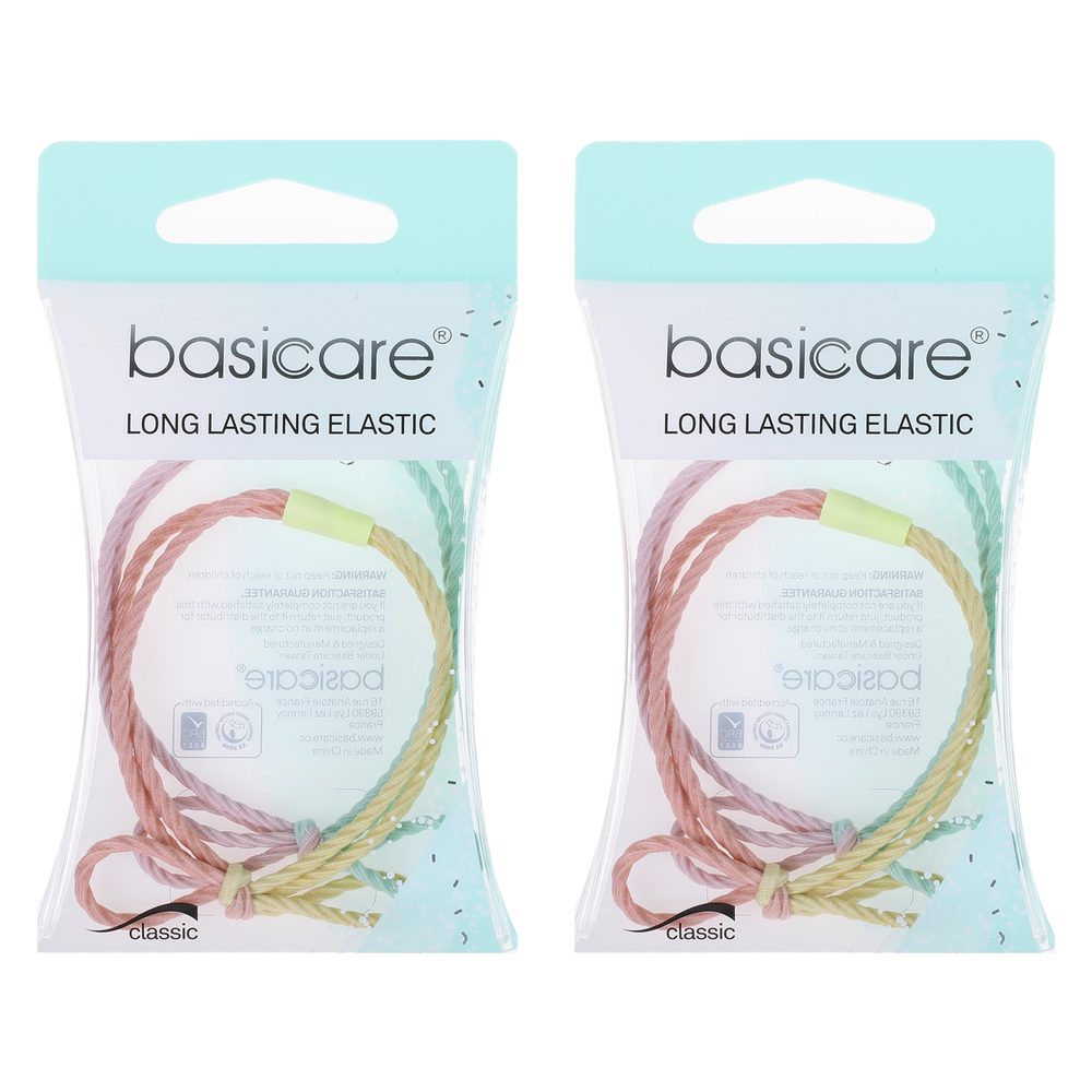 Basicare Long Lasting Knotted Elastic Hair Bands 2 Pack Durable Snag Free