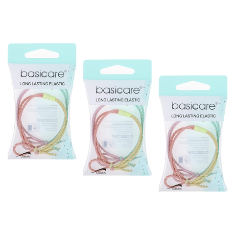 Basicare 3 Pack Long Lasting Knotted Elastic Hair Bands Durable Snag Free