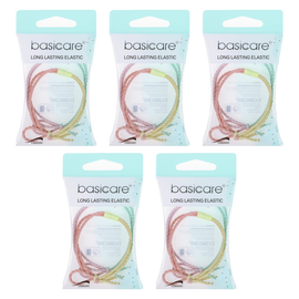Basicare 5 Pack Long Lasting Knotted Elastic Hair Bands Durable Snag Free