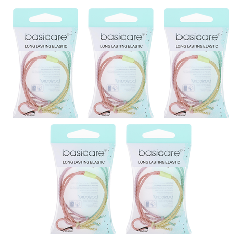Basicare 5 Pack Long Lasting Knotted Elastic Hair Bands Durable Snag Free