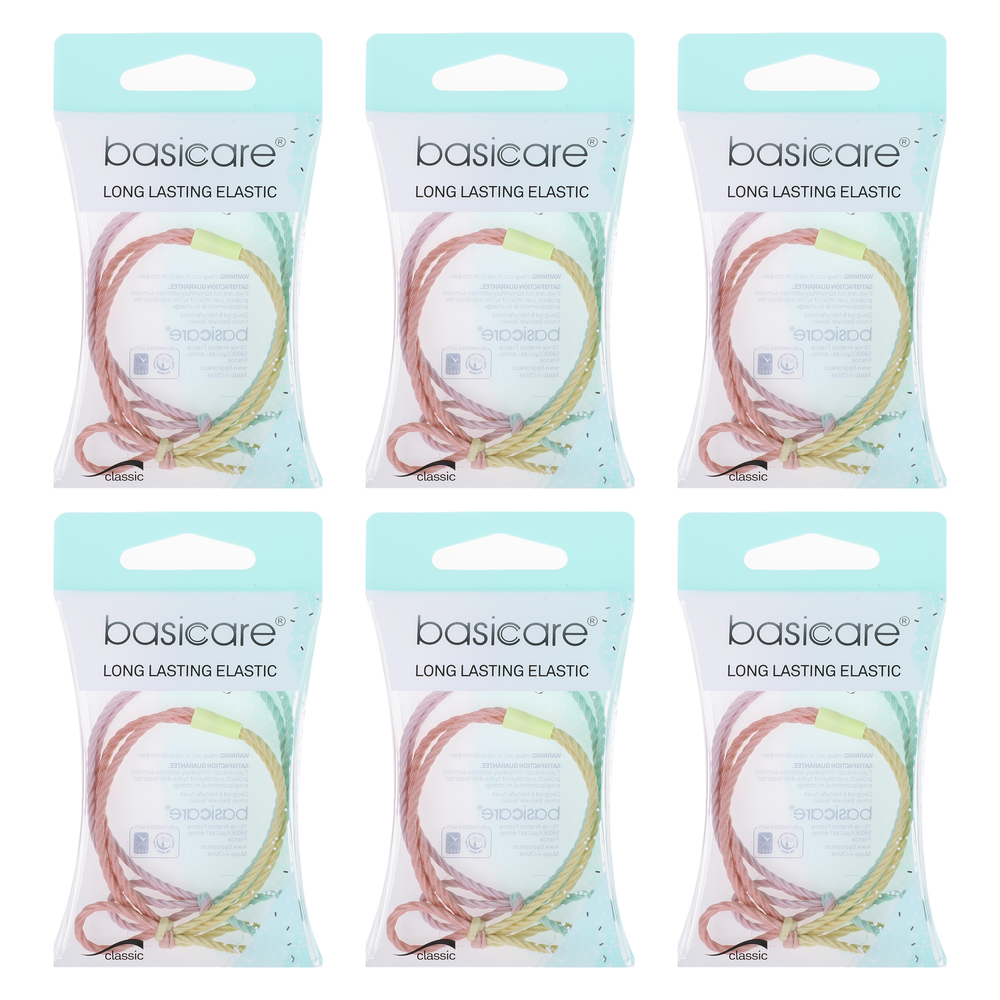 Basicare Knotted Elastic Hair Bands 6 Pack Long Lasting Snag Free