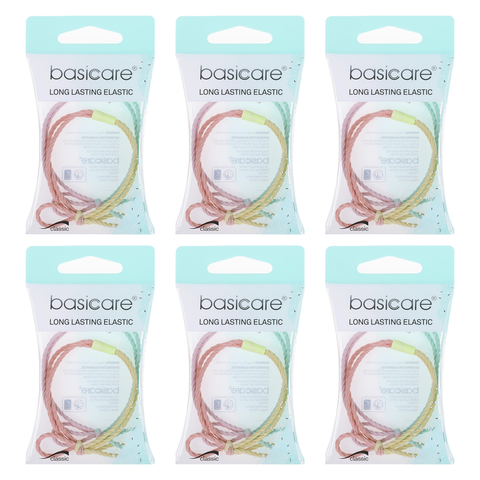 Basicare Knotted Elastic Hair Bands 6 Pack Long Lasting Snag Free