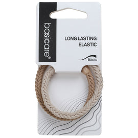 Basicare Long Lasting Plaited Elastic Hair Bands 2 Pack Strong Secure Hold
