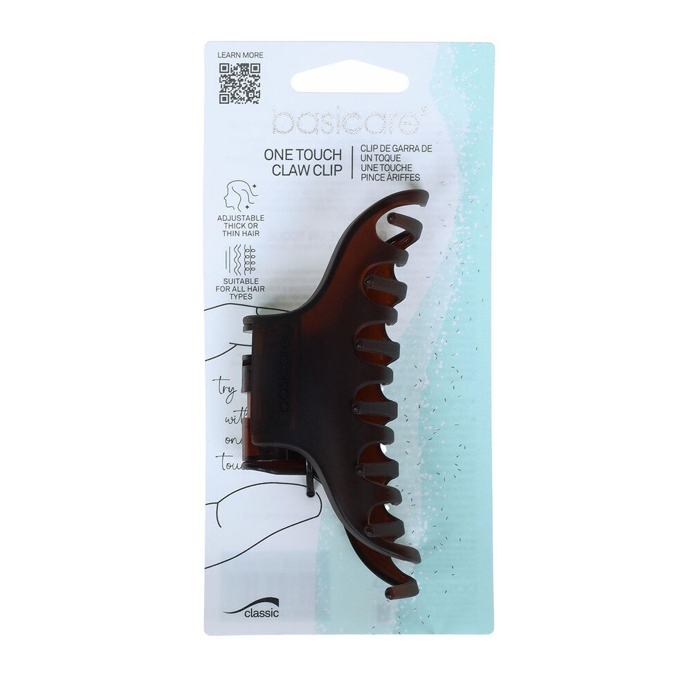 Basicare One Touch Claw Clip Large Matt Brown