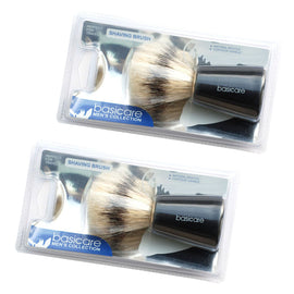 Basicare Mens Shaving Brush x2 Soft Boar Bristles Ergonomic Travel Brush