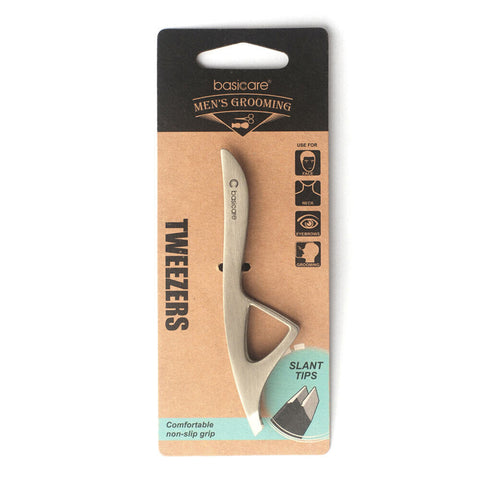 Basicare Mens Slant Tip Tweezers Hair Remover Precision Grooming Tool