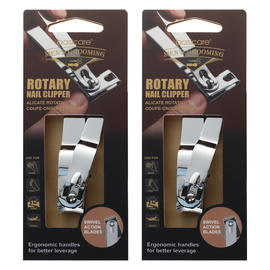 Basicare Mens Rotary Nail Clippers 2 Pack Fingernail Toenail Grooming Tool