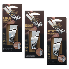 Basicare Mens Rotary Nail Clipper 3 Pack Fingernail Toenail Grooming Tool