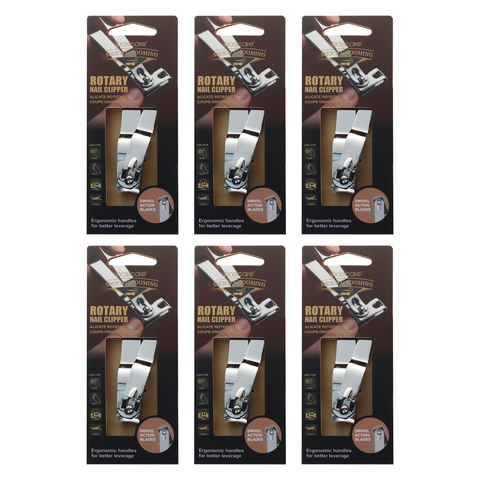 Basicare Mens Rotary Nail Clipper 6 Pack Fingernail Toenail Grooming Tool