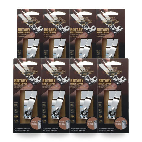 Basicare Mens Rotary Nail Clipper Fingernail and Toenail Grooming Tool Pack of 8