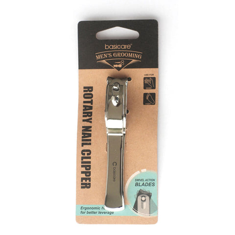 Basicare Mens Rotary Nail Clipper Fingernail and Toenail Grooming Tool