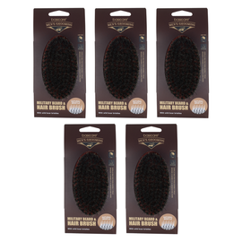 Basicare Military Beard and Hair Brush 5 Pack Firm Boar Bristles