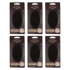 Basicare Military Beard and Hair Brush 6 Pack Firm Natural Boar Bristles