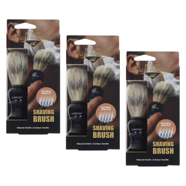 Basicare Men Shaving Brush 3 Pack Natural Bristles Contour Handle