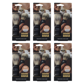 Basicare Mens Shaving Brush Bundle of 6 Natural Bristles Contour Handle