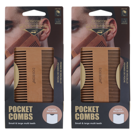 Basicare Pocket Combs with Pouch Multi Teeth Small and Large Handmade x 2