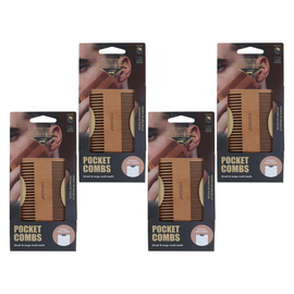 Basicare Pocket Combs 4 Pack Small and Large Handmade with Pouch