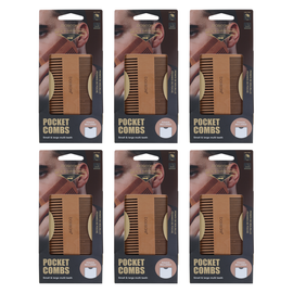 Basicare Pocket Combs Bundle of 6 Small and Large Multi Tooth Handmade