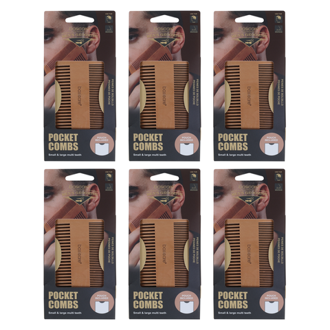 Basicare Pocket Combs Bundle of 6 Small and Large Multi Tooth Handmade