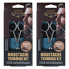 Basicare Mens Moustache Trimming Kit 2 Pack Scissors Comb Brush Pouch