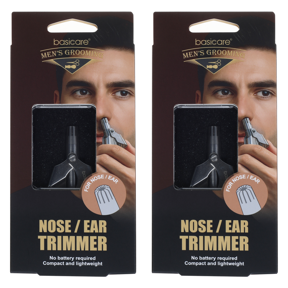 Basicare Manual Nose Ear Hair Trimmer Stainless Steel Compact Pack of 2
