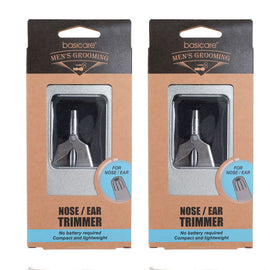 Basicare Manual Nose Ear Hair Trimmer Stainless Steel Compact Pack of 2