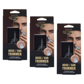 Basicare Manual Nose and Ear Hair Trimmer 3 Pack Battery Free Groomer
