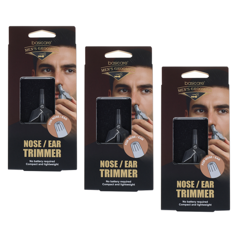 Basicare Manual Nose and Ear Hair Trimmer 3 Pack Battery Free Groomer