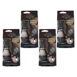 Basicare 4 Pack Mens Grooming Shaving Brush and Stand Set Bundle