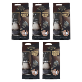 Basicare Mens Grooming Shaving Brush and Stand Set Bundle of 5