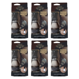 Basicare Mens Grooming Shaving Brush and Stand Set Bundle of 6