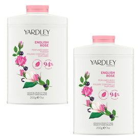 Yardley English Rose Talc Free Body Powder 2 x 200g 94% Natural