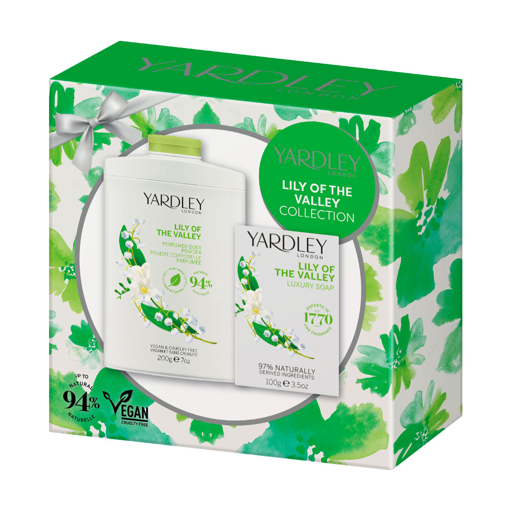 Yardley Lily Of The Valley Beauty Set Body Powder 200g And Luxury Bar Soap 100g