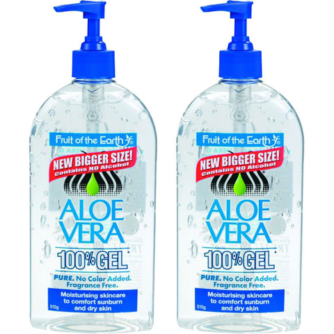 Fruit Of The Earth Aloe Vera Gel Pump Moisturiser 510g x 2 Fragrance Free