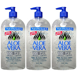 Fruit Of The Earth 3 x Aloe Vera Gel Moisturising Skin Care 680g with pump