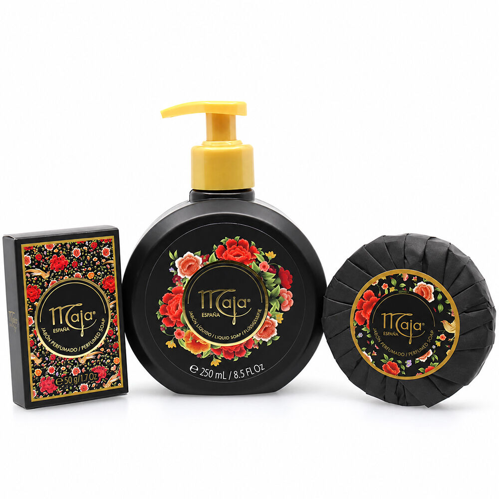 Maja Perfumed Soap Trio Set 250ml Liquid Soap, 100g Round Bath Soap, 50g Hand Soap x 2