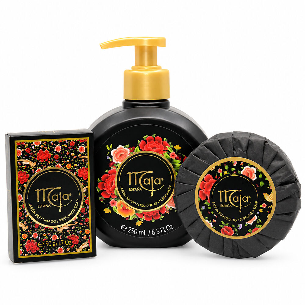 Maja Perfumed Soap Trio Set 250ml Liquid Soap, 100g Round Bath Soap, 50g Hand Soap x 2