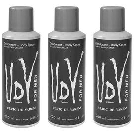 Ulric De Varens UDV Body Spray for Men 200ml 3 Pack Deodorant Set