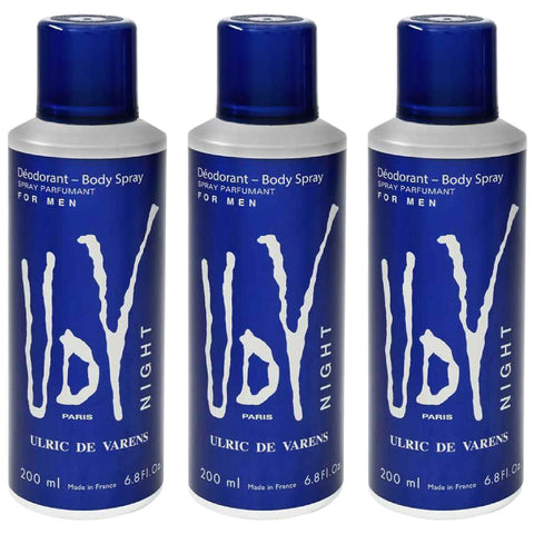Ulric De Varens UDV Night Body Spray for Men 200ml 3 Pack Deodorant Set