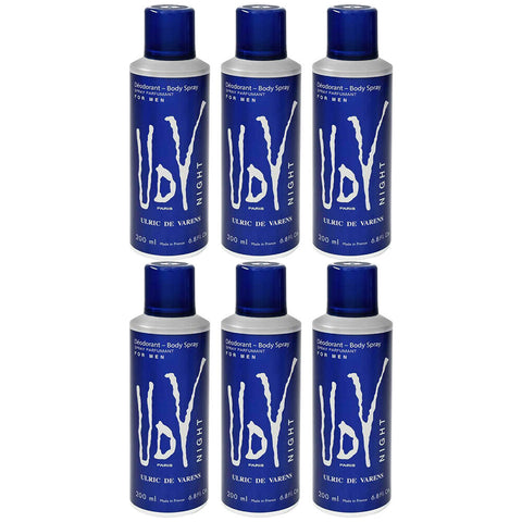 Ulric De Varens UDV Night Body Spray for Men 200ml 6 Pack Deodorant Set
