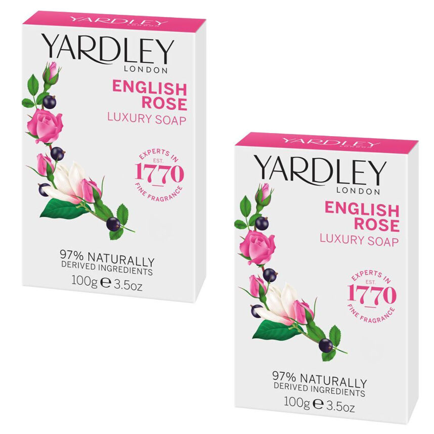 Yardley London English Rose Luxury Soap 2 x 100g Vegan Paraben Free